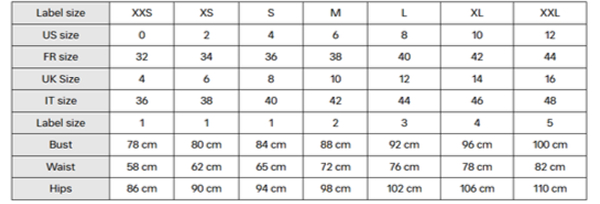 Women Ready-to-Wear Size Guide