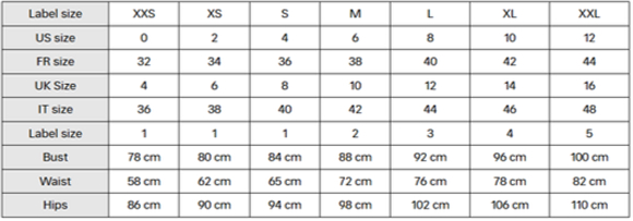 Women Ready-to-Wear Size Guide